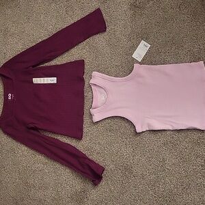 SO Plum Long Sleeve and Light Pink Tank Top Duo Girls Size Large NWT